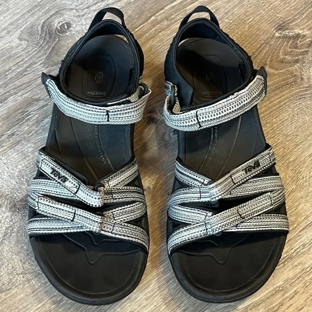 Teva Tirra Womens Hiking Sandals Black White Grey Strappy Sport 4266 Size 6.5